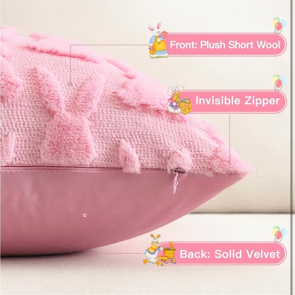 🐰Pink Plush Bunny Throw Pillow covers - Picture 5 of 7